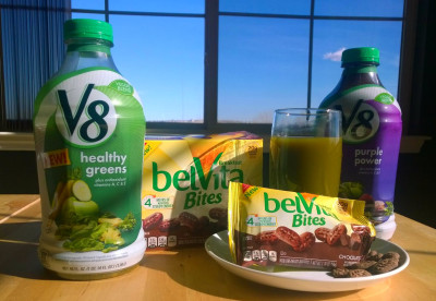 Belvita Breakfast Bites and V8 Veggie Blends