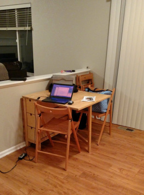 Makeshift Desk in Kitchen