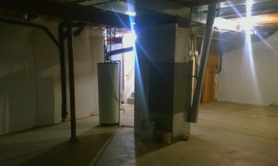 My Basement with Old Furnace and Water Heater