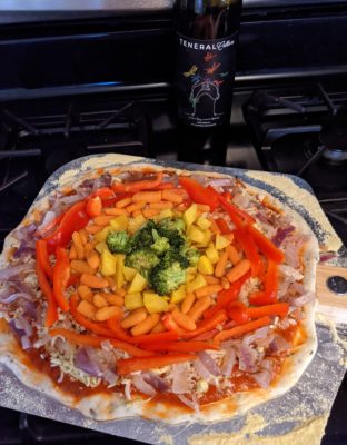 Teneral_Cellars_Rainbow_Veggie_Pizza_and_Merlot